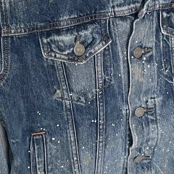Polo Ralph Lauren Mens Trucker Jacket Small Paint Splatter Denim Blue Classic - Picture 6 of 6
